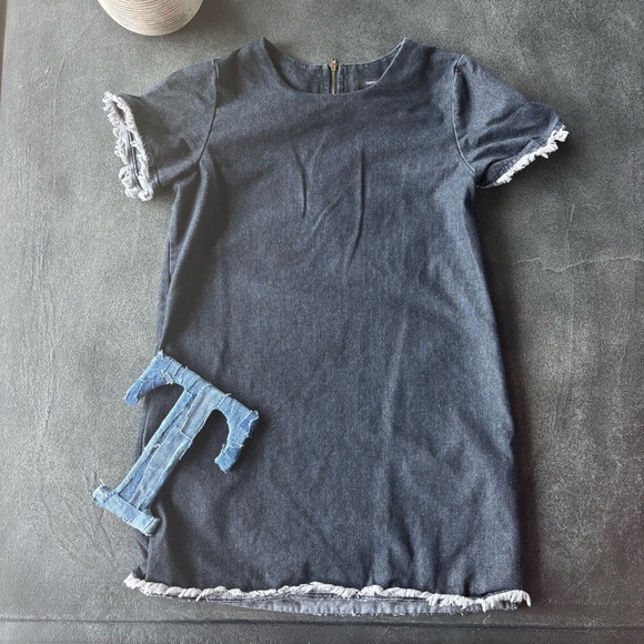 🟦 1. Very J Denim Fringe Mini Dress | Size Small - Picture 1 of 3